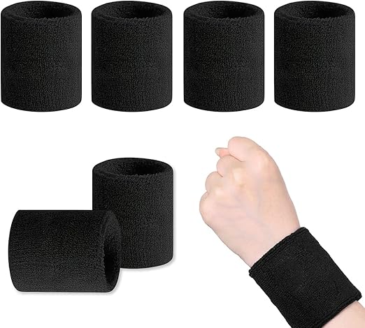 吸汗带,运动腕带,透气手腕腕带,6 件,黑色,白色,灰色